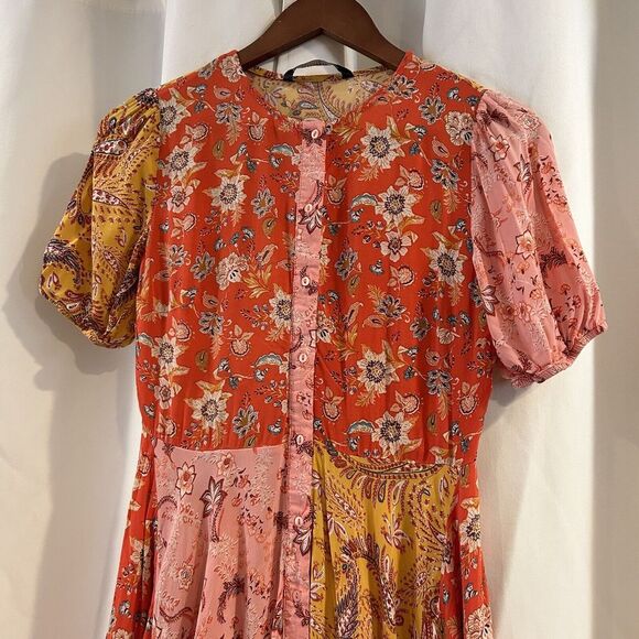 Zara Hanky Hem Maxi Dress Patchwork Paisley Floral XS - Picture 2 of 4